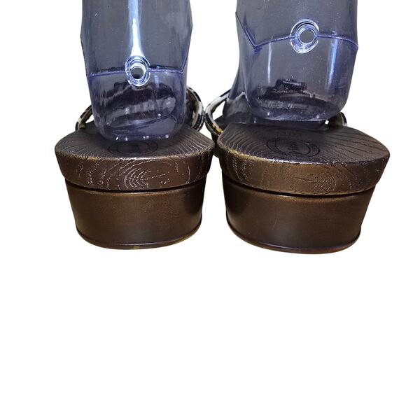 Dr Scholls Sandals Womens 10 Wooden Slide Flats Buckle Comfort Beige Slip On LN - Picture 8 of 8